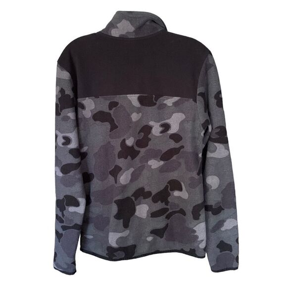 Northface Mens Camo Snap Collar Fleece Gray Black Pullover Sz S - Picture 2 of 8